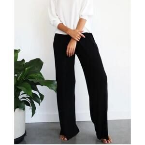 SEN Pants Troy Ribbed Wide Leg Black Womens Small